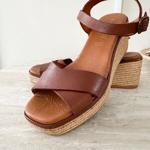 Bertuchi Spain Leather Espadrille Sandals – Brown – Size 39